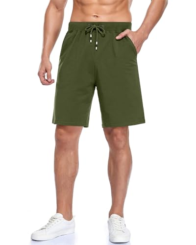 Image of Boyzn Men's 2 Pack Athletic Shorts Comfortable Cotton Workout Shorts Elastic Waist Running Shorts with Zipper Pockets