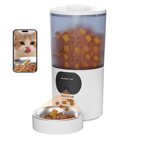 Automatic Cat Feeder with Camera 5L Smart WiFi Cat Food Dispenser with 1080P HD Video & Two-Way Audio App Control Timing Feeder for Cats & Dogs Feeding Records 10s Voice Recorder