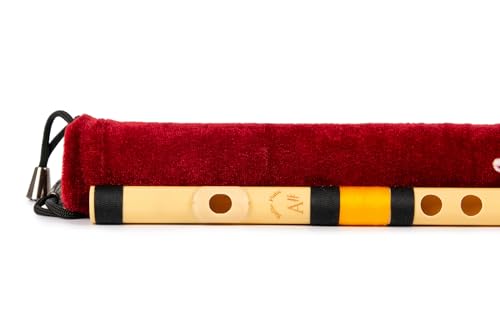 Image of Radhe Flutes | A Natural Right Handed Middle Bansuri | Black & Orange| Tuned With Tanpura A=440Hz | PVC Flute + Velvet Cover + Hindi & English Flute Lessons