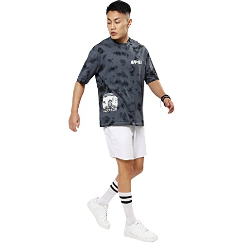 Image of Bewakoof Men's Tie & Dye 100% Cotton T-Shirt - Oversized Fit, Round Neck, Half Sleeves