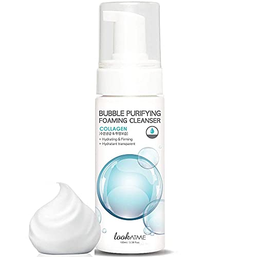 Look At Me Korean Skincare Bubble Purifying Foaming Facial Cleanser | Daily Hydrating Face Wash for all Skin Types (Collagen)