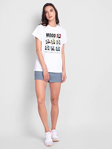 Image of Bewakoof Women's Graphic Printed 100% Cotton T-Shirt - Boyfriend Fit, Round Neck, Half Sleeve