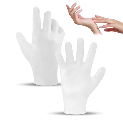 Guantes de silicona hidratantes, guantes de gel de spa, guantes de dormir de silicona, para el cuidado de las manos femeninas, reparación seco agrietado áspero suave y calloso - Blanco