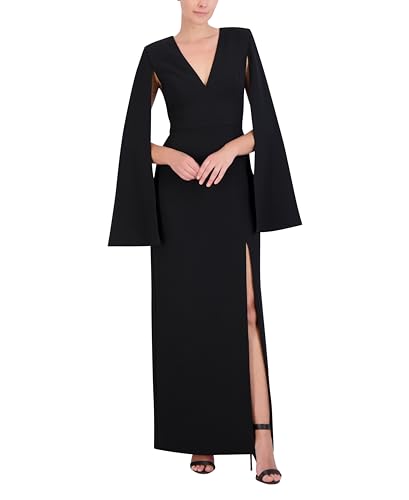 Robe de soirée col en V BCBGMAXAZRIA manches longues pour affiner la silhouette