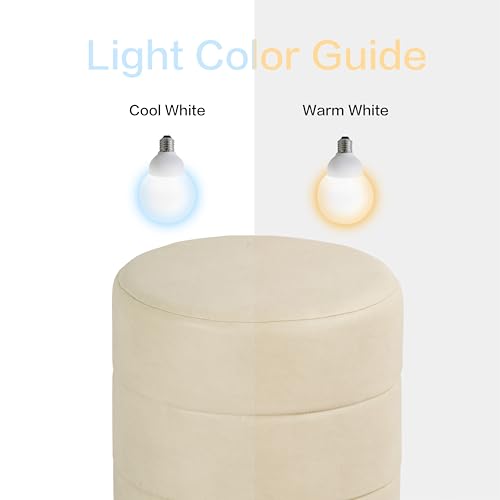Image of HomePop 18 inch Round Ottoman - Cream Faux Leather