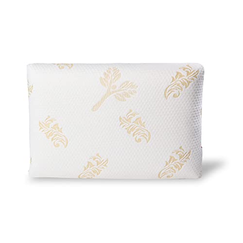 Image of Grin Health Ultra Responsive Memory Foam Pillow for Better Shoulder and Neck Support | King Size Ergonomic MemoActive Bed Pillow for Neck & Shoulder Pain Relief with Royal Bamboo Fabric (White /Golden)