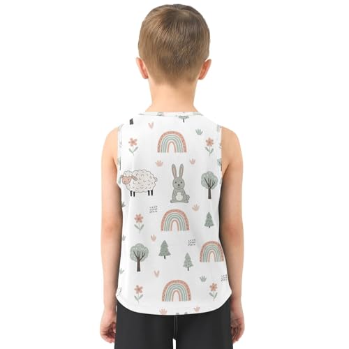 J JOYSAY Goat Duck Rabbit Rainbow Boys Tank Top Sleeveless Muscle Shirts Quick Dry Active Workout Sport Kids T-Shirts 3-15T3
