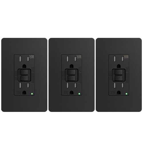 La Mejor Selección de Gf22wgs del mes. 46 Amico - Paquete de 3 salidas GFCI de 15 amperios con diseño más delgado, resistente a la intemperie (WR), receptáculos GFI de autoprueba con indicador LED, placas de pared y...