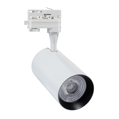 LEDKIA LIGHTING - Foco Carril LED Trifásico 30W | COB SANAN 100lm/W | Ángulo 24º | Iluminación para Tiendas y Exposiciones | Blanco Neutro 4000K, Policarbonato