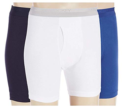 Jockey Signature Pima Cotton Midway Boxer Briefs 3-Pack (White/Imperial/Space Blue, Large)