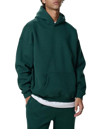 Gihuo Men's Oversized Hoodie Classic Fleece Loose Pullover Sweatshirt Casual Streetwear (X-Large,Green)