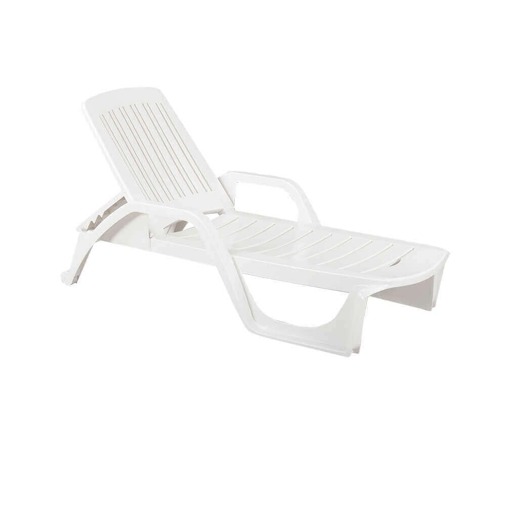 milani home - lettino prendisole, policarbonato, pieghevole con ruote, bianco