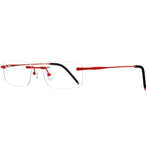 Image of Titanium Glasses Frame,Rimless Optical Eyewear Eyeglasses for Men and Women