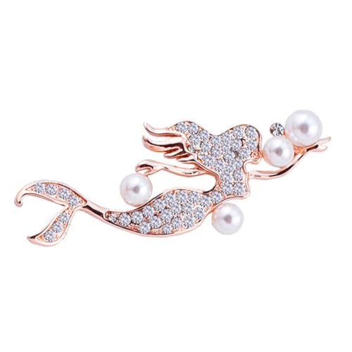 Broche sirène dorée strass élégante corsage femme délicat