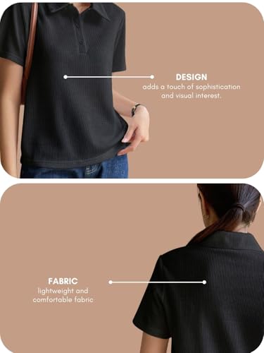 Image of Leriya Fashion Women's Summer Polo T-Shirt - Lightweight Breathable Short Sleeve Collared T-Shirt, Casual Loose Fit Everyday Top for Women