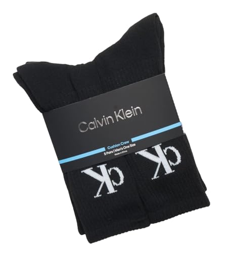 Calvin Klein Men's Cushion Crew Socks - 5 Pack (One Size, Black)2
