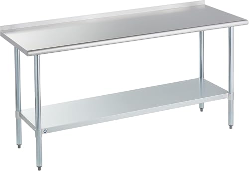 Image of Stainless Steel Table for Prep & Work with Backsplash 24x72 Inches