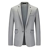 Men'S Long Sleeve Suit Business Work Casual Blazer Slim Fit Fashion Solid Color Transitional Jacket C-Grey 3XL