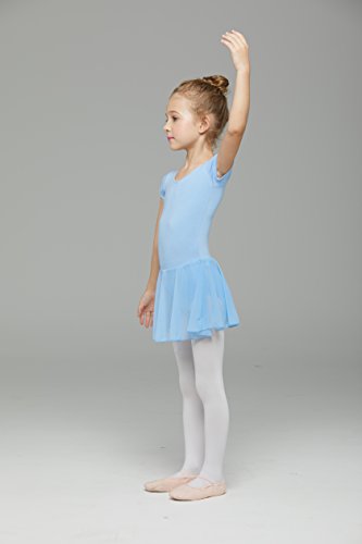 Image of MdnMd Toddler Ballet Leotards for Girls Dance Leotards with Skirt Gymnastic Ballerina Outfit Dress Classic Short Sleeve