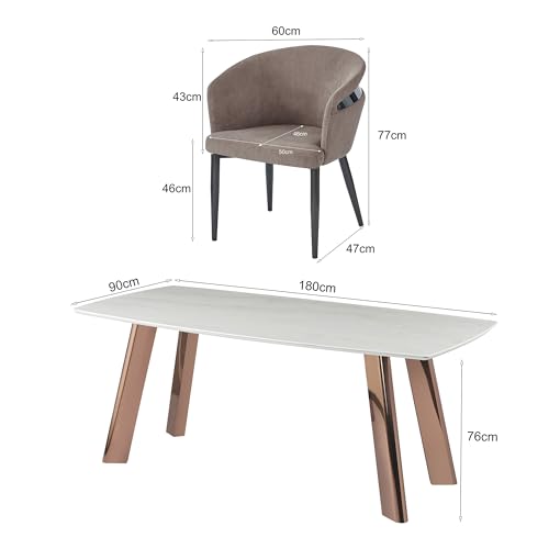 Image of The Attic Imperio Chic 6 Seater Dining Set,Beige,Rose Gold & Cream,180Cms