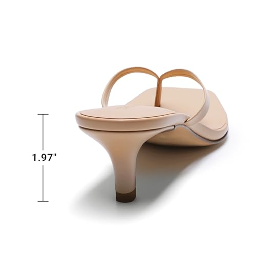 DREAM PAIRS DREAM PAIRS Kitten Heels for Women Flip Flop Low Heels Square Open Toe Sandals Thong 1.97 Inch Heeled Sandals for Summer Vocation,Size 6.5,Nude,SDHS25001W