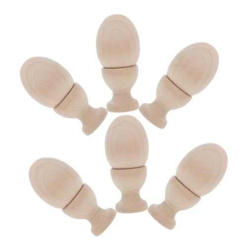 STOBAZA 1Set Wooden Egg Cups for Craft Egg Stands for Display Breakfast Egg Holders Natural Wood Color for Decor and Egg Serving