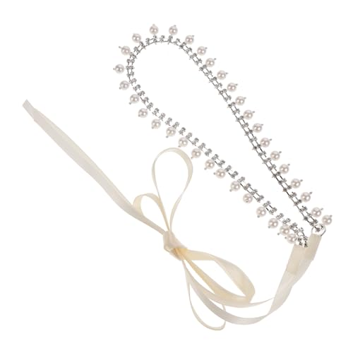 FRCOLOR Cinturón De Cadena De Perlas Diademas De Conchas Marinas Adorno Corporal Perlas Boutonniere Sujetador De Perlas De De Imitación Accesorios De Perlas Doradas Lazos