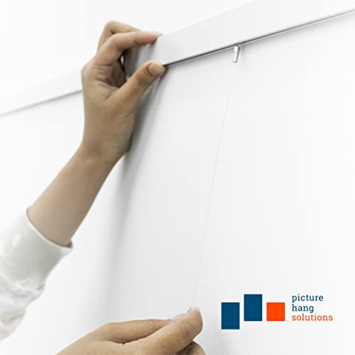 Image of Picture Rail Hanging System Covers 79 Inches | Wall Art Hanging System Includes TR100 Picture Rail Track, Nylon Cords, Artwork Hooks, and Hardware for Track - 1 Pack of Gallery Art Rail