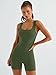AUTOMET Women's One Piece Jumpsuits Short Bodysuit Workout Rompers Summer Outfits Gym Yoga Beach Fashion Clothes 2026 ArmyGreen L