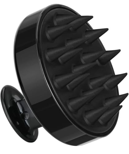 Scalp Massager for Hair Growth, Soft Silicone Shampoo Scrub Brush for Clean- Reduce Dandruff, Shampoo Brush with Soft Silicone Bristles for Hair Care and Head Relaxation [Black Colour]