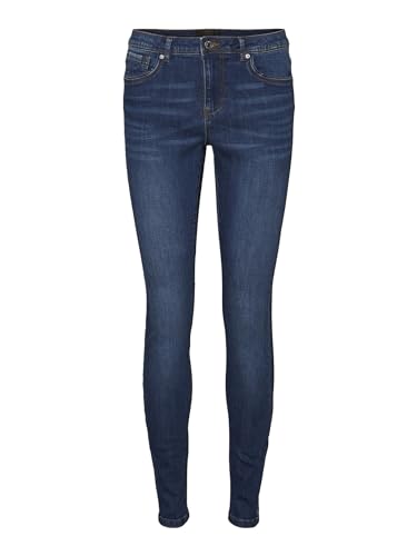 VERO MODA TALL VMTANYA MR S Piping J VI369 GA TLL Noos Jeans, Dark Blue Denim, M / 36L para Mujer