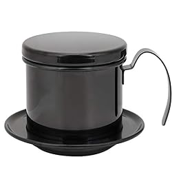 Ylwxzenith Vietnamese Stainless Steel Coffee Drip Pot Maker with Fine Screen, Durably and ‑, No Paper Needed, to, Ideal for Home Office (Glossy Black)