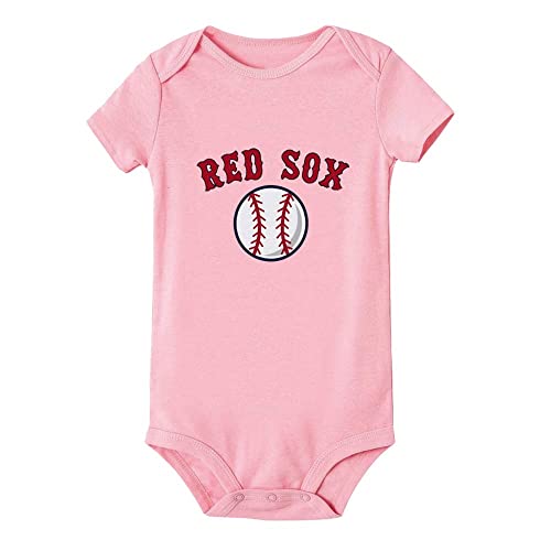 Image of Red Sox Baseball Baby Boy Girl Onesie Newborn Organic Bodysuit Romper