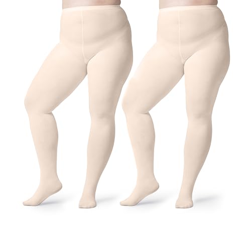 Image of Silky Toes Plus Size Tights for Women | 60D Soft Opaque Comfort Fit Pantyhose | Black or Colored 1-2 pairs | 1X-8X