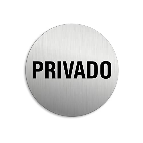Señal Privado 75mm Cartel Placa Aluminio Cepillado Adhesivo 39025-K