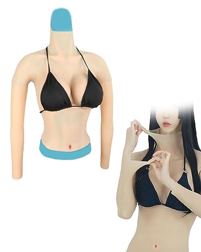 Crossdresser-Halbkörper-Silikonbrüste mit Arm, realistische Fake-Brüste, Titten für Transgender-Drag-Queen (02,D cup Cotton)