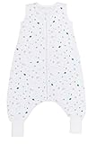 Fillikid Baby Schlafsack mit Füßen | Schlafsack Baby mit Beinen ganzjährig 2,5 TOG | Kinderschlafsack Winter Sommer | Kinder Ganzjahresschlafsack für Jungen und Mädchen, Größe:104, Design:ocean weiß