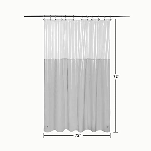 Image of Shower Curtain Liner with 3 Magnets - Heavy Duty PEVA Plastic Shower Curtain for Bathroom, Waterproof Vinyl & See Through Liner, Metal Grommets - Color Block Clear /Black, 72x72