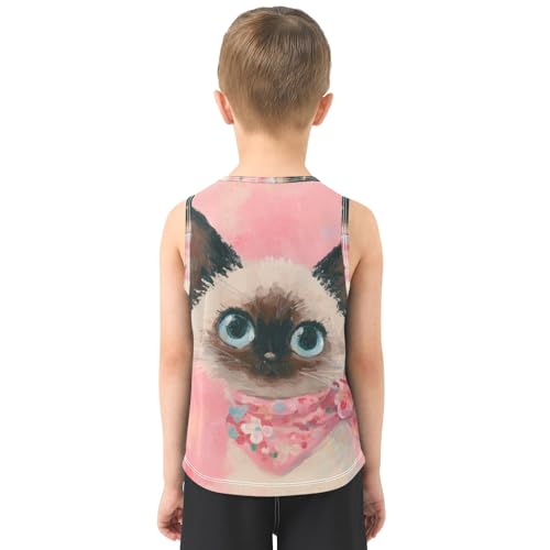 Boys' Tank Top Shirt Little Siamese Cat Sleeveless T-Shirts3