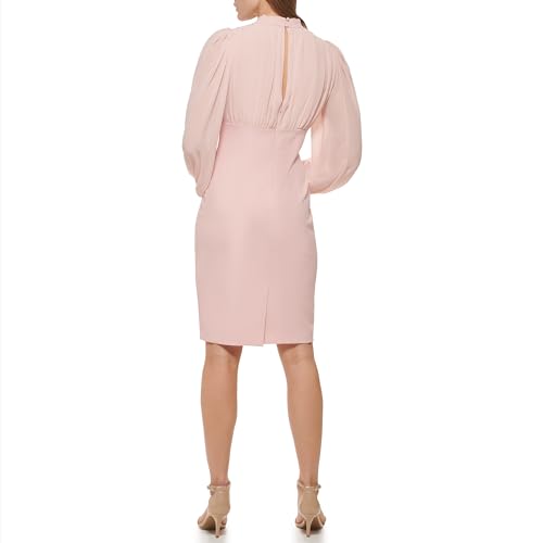 Vince Camuto Women's Chiffon Balloon Sleeve V-Neck Crepe Sheath Mini Dress4
