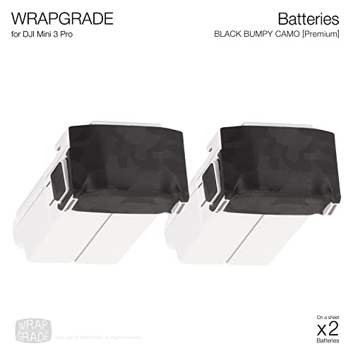 Image of WRAPGRADE Skin Stickers Compatible with DJI Mini 3 Pro | Two Batteries (Black Bumpy CAMO)