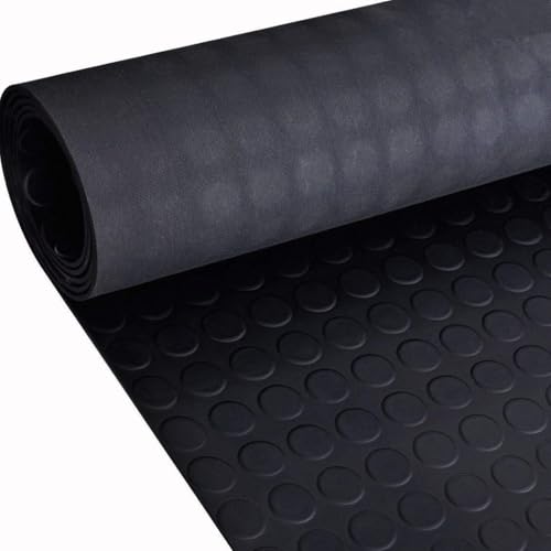 Coin Rubber Floor Matting Roll | Garage Workshop & Van Matting | 3mm Thick | 1m Wide | Cut to Size Up to 15m | Black (1m x 2m)