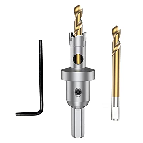 ASNOMY Tungsten Carbide Tipped Hole Saw Drill Bit for Hard Metal, 9/16 Inch T.C.T Hole Saw Cutter with 2pcs Titanium-Plated Pilot Drill bit for Metal, Stainless Steel, Iron, Wood, Plastic