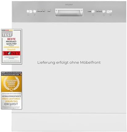 Bild von Exquisit Geschirrspüler EGSP6012-EB-030E INOX | Teilintegrierter Geschirrspüler 60 cm | 12 Maßgedecke | Spülmaschine teilintegriert 60 cm LED
