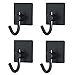 BAYNOS 4 Ganci Multiuso per cucina bagno, gancio adesivo in acciaio inox, impermeabile, per doccia, chiavi, utensili da casa, accappatoio, canovacci, asciughino (nero)