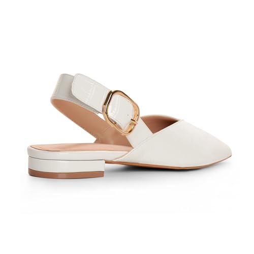 Image of Slingback Flat Shoes for Women Pointed Closed Toe Flat Mule Sandals Casual Comfortable Office Dressy Shoes