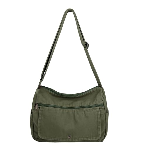 Bolso messenger de lona grande, unisex, con múltiples bolsillos miniatura 1
