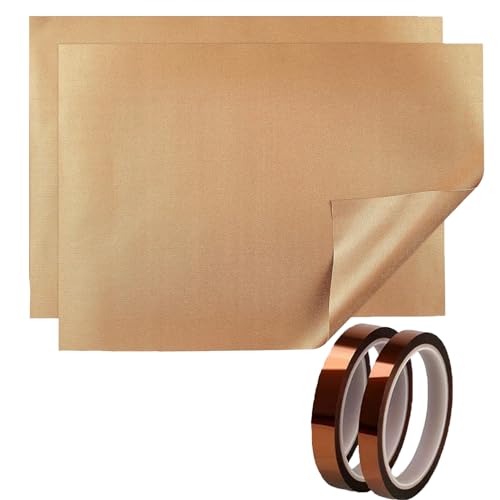 4 PCS High Temp Tape and Teflon Sheet Set, 16 x 20 Teflon Sheets for Heat Press Heat Taper Reusable Heat Resistant Craft Mat, Heat Resistant Pressing Pillows Mat Protects Iron and Work Area (2PCS)