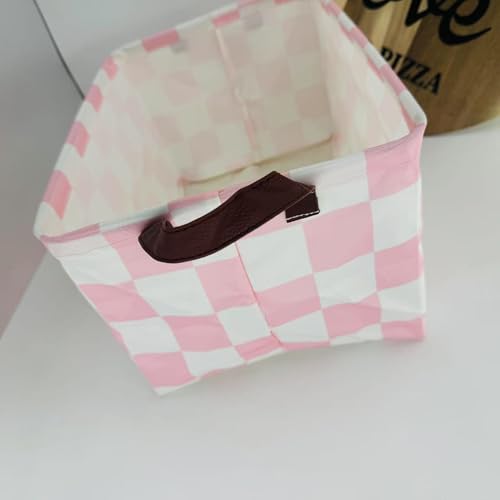 Image of Rectangle Storage Basket Cute Canvas Organizer Bin for Pet /Children Toys, Books, Clothes Perfect for Rooms /Playroom (Grid)