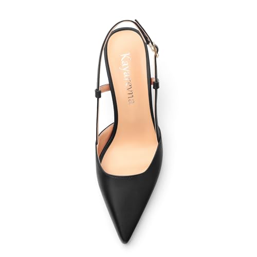 Chunky Heels for Women Slingback Adjustable Strap Pointed Toe Wedding Dress Pumps Comfort Prom Shoes3